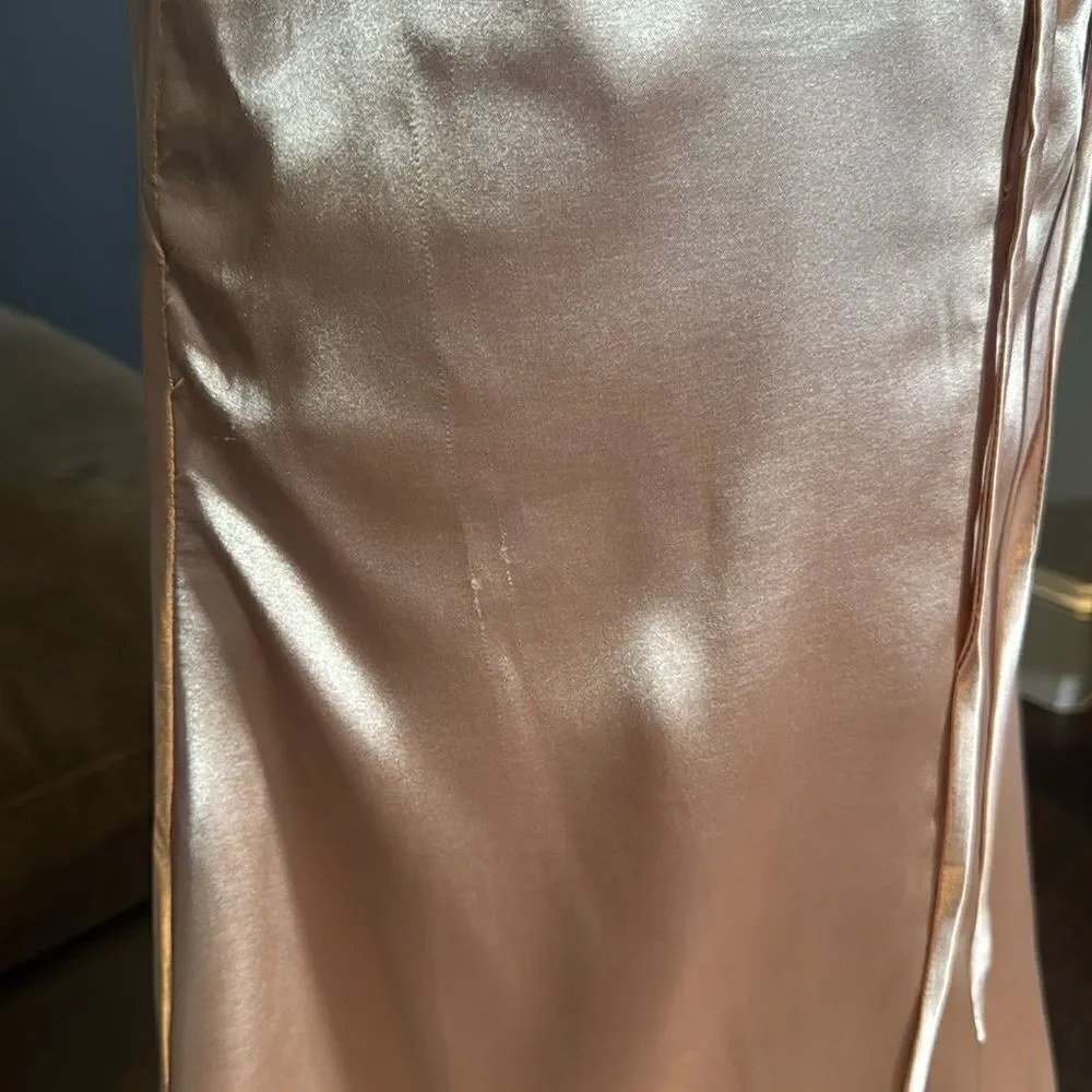 Women Full Length Prom Party Dress CrissCross Straps Leg Slit Size 8 *READ FLAWS